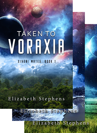 Three overlapping book covers from Elizabeth Stephens's Xiveri Mates series