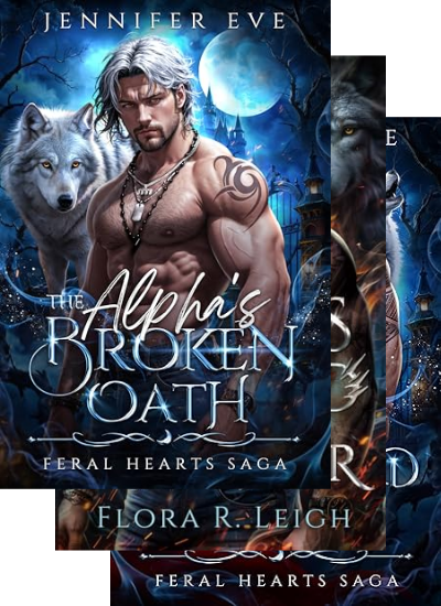 Three overlapping book covers from Jennifer Eve's Feral Hearts Saga series