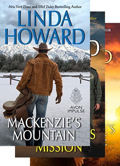 Three overlapping book covers from Linda Howard's Mackenzie Family series