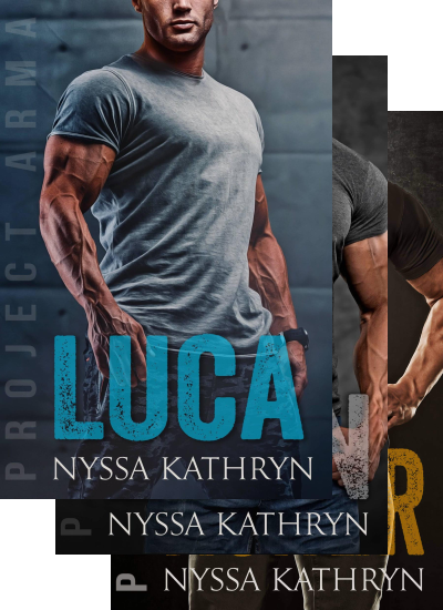 Three overlapping book covers from Nyssa Kathryn's Project Arma series